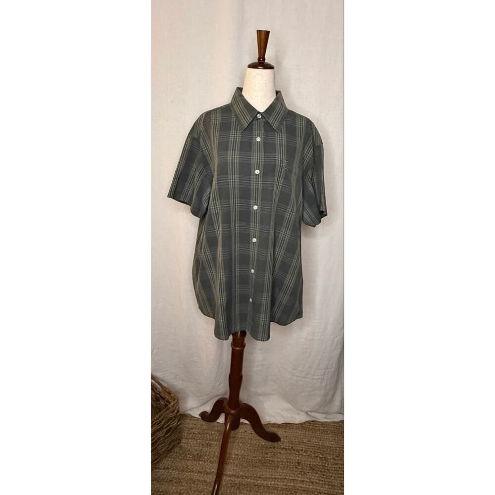 Original Penguin Munsingwear Men Grey Short Sleeve Plaid Button Down Shirt 
XXL
